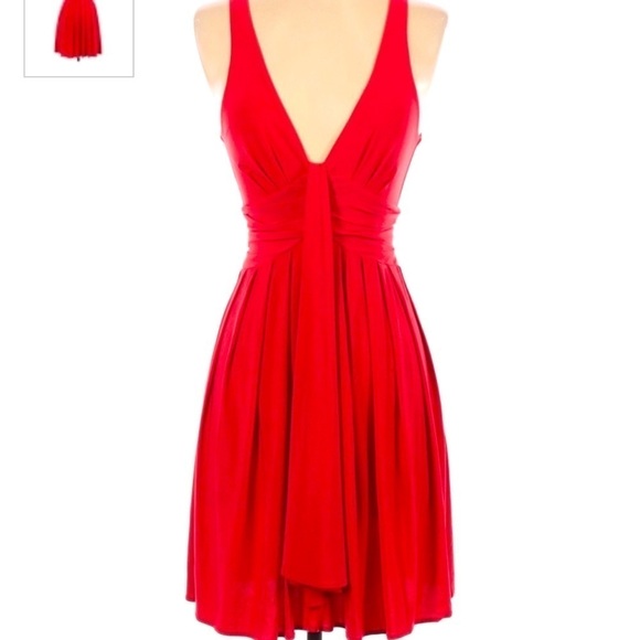 Arden B Dresses & Skirts - NWT Arden B Red V Neck A Line plunged sleeveless Pleated Cocktail Dress Party S